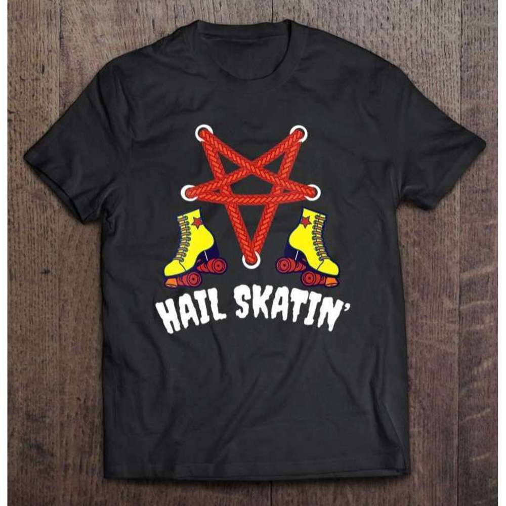 Hail Skatin Satan Punk Skating Roller Derby Tee